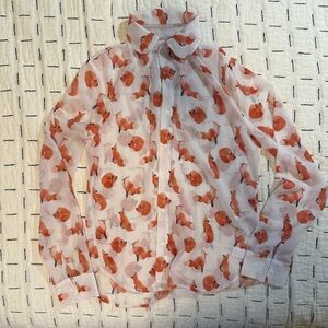 Ghost Foxes Long Sleeve Cute As A Button Shirt